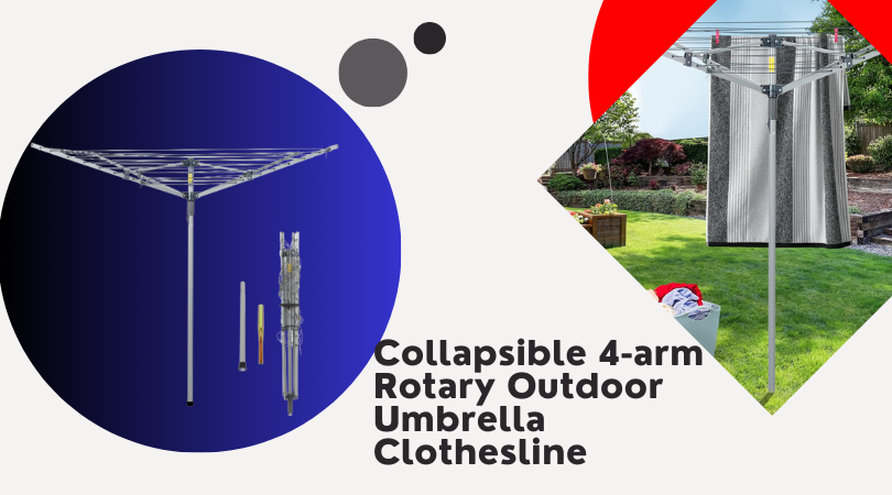 Collapsible 4-arm Rotary Outdoor Umbrella Clothesline