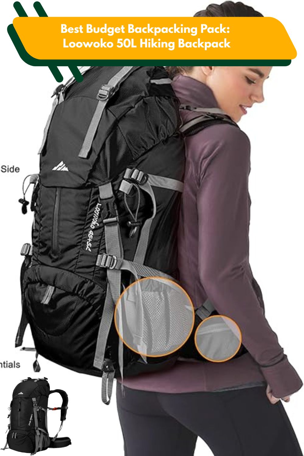 Best Budget Backpacking Pack Loowoko 50L Hiking Backpack